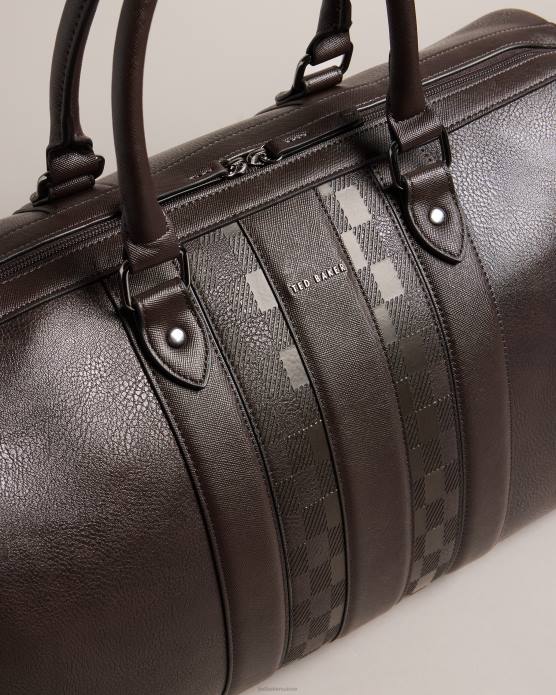 Ted Baker Hommes 60VD1741 Sacs fourre-tout Waylin House Check en PU chocolat brun