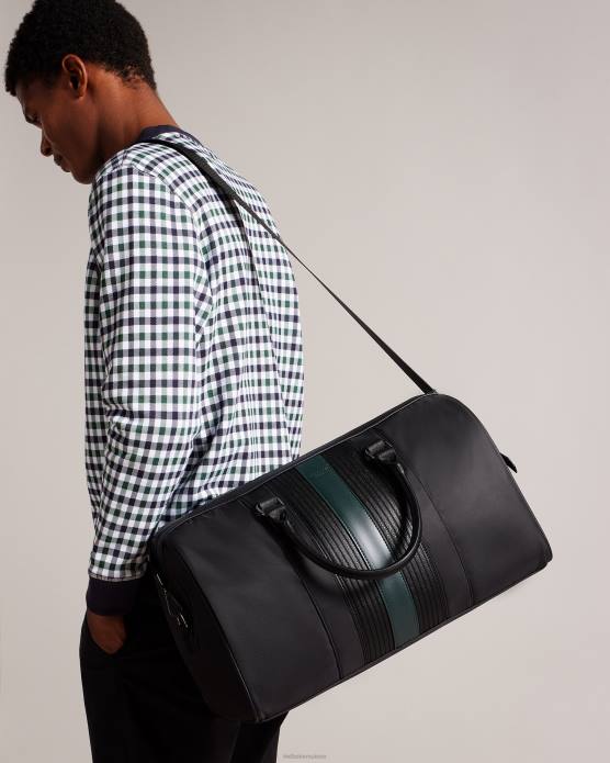 Ted Baker Hommes 60VD1774 Sacs sac fourre-tout rayé en polyuréthane sergé rucks noir