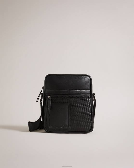 Ted Baker Hommes 60VD1750 Sacs sac aviateur en cuir texturé Canney noir