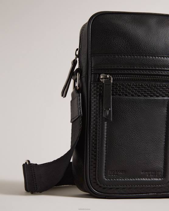 Ted Baker Hommes 60VD1750 Sacs sac aviateur en cuir texturé Canney noir
