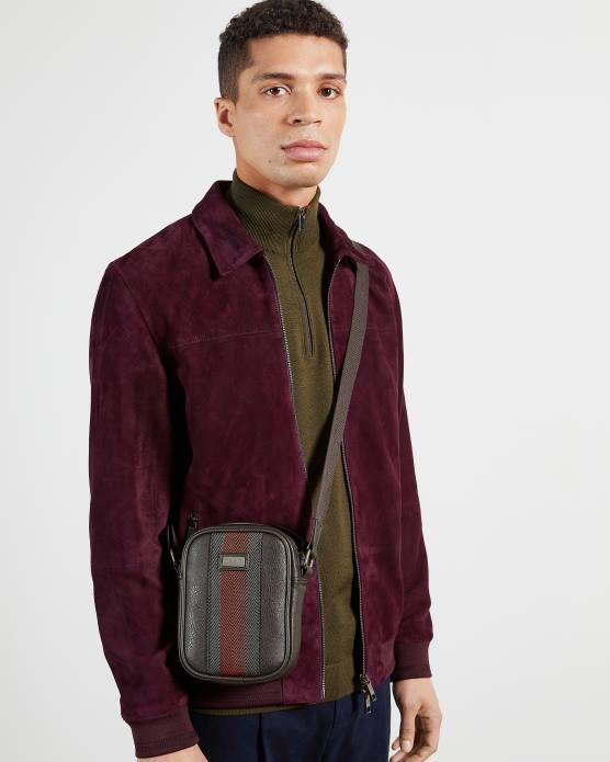 Ted Baker Hommes 60VD1786 Sacs sac bandoulière en cuir sundie mini chocolat brun