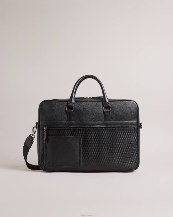 Ted Baker Hommes 60VD1743 Sacs sac porte-documents en cuir texturé en toile noir