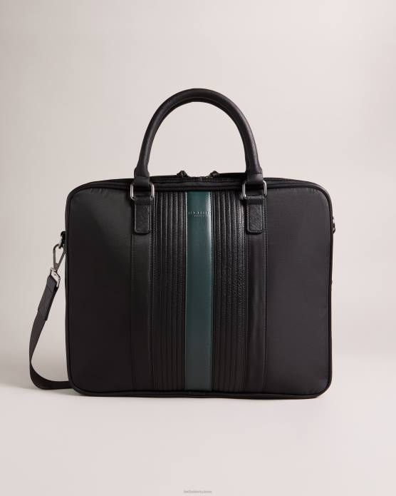 Ted Baker Hommes 60VD1764 Sacs sac à documents rayé en PU sergé Rooky Core noir