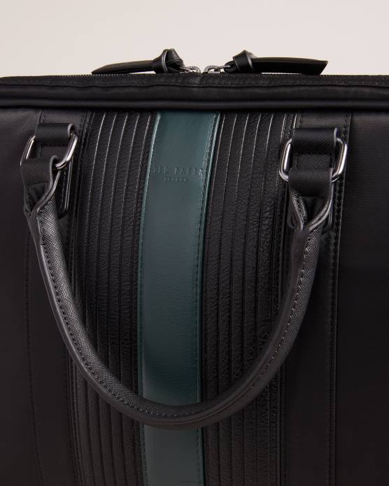 Ted Baker Hommes 60VD1764 Sacs sac à documents rayé en PU sergé Rooky Core noir