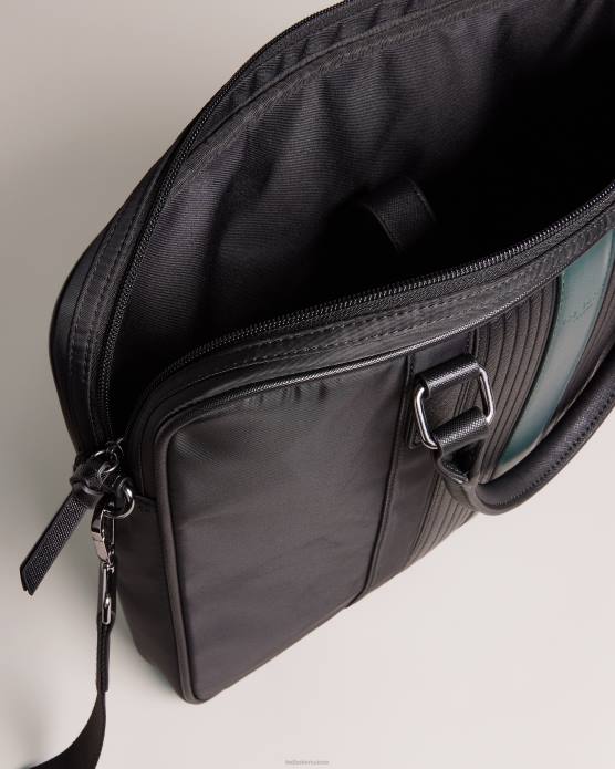 Ted Baker Hommes 60VD1764 Sacs sac à documents rayé en PU sergé Rooky Core noir