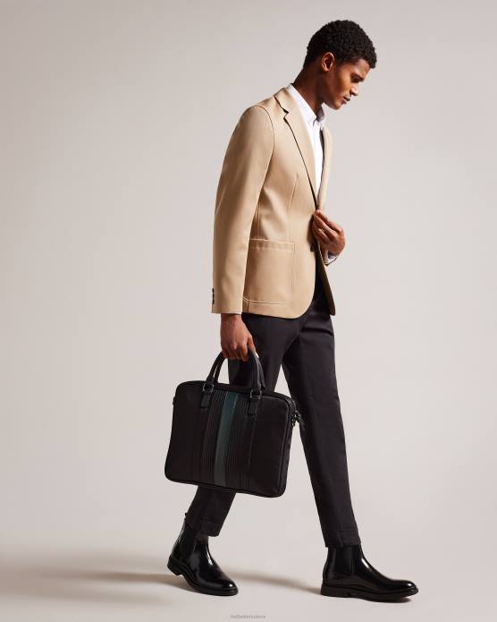 Ted Baker Hommes 60VD1764 Sacs sac à documents rayé en PU sergé Rooky Core noir