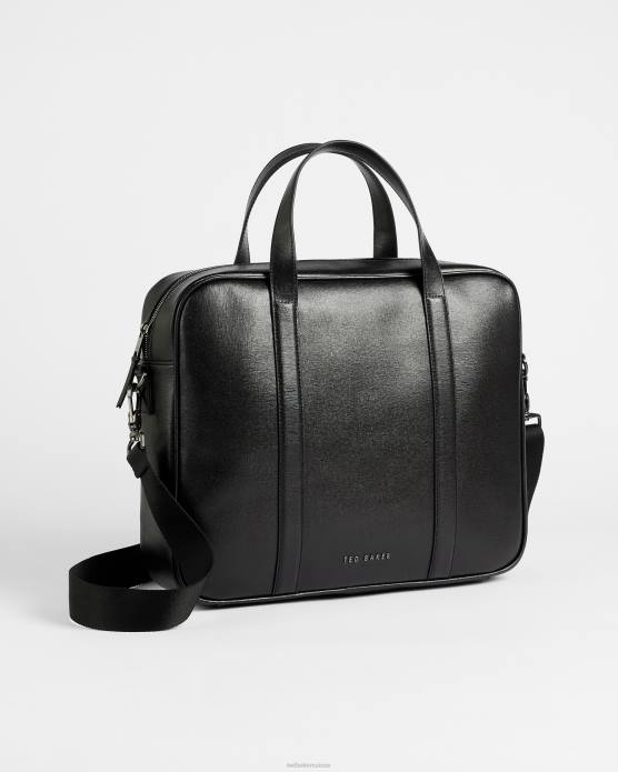 Ted Baker Hommes 60VD1765 Sacs sac porte-documents en cuir saffiano Strath noir