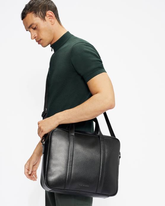 Ted Baker Hommes 60VD1765 Sacs sac porte-documents en cuir saffiano Strath noir