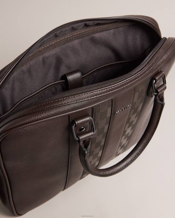 Ted Baker Hommes 60VD1767 Sacs sac à documents en pu waymon house check chocolat brun