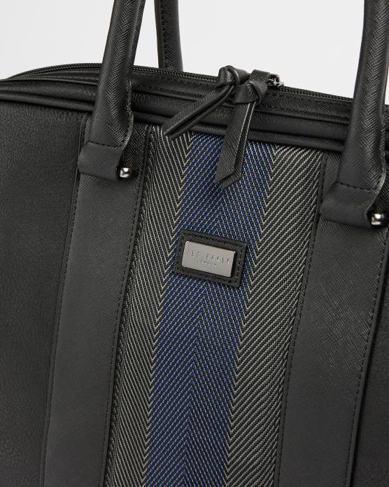 Ted Baker Hommes 60VD1788 Sacs porte-documents en cuir à rayures cherade noir
