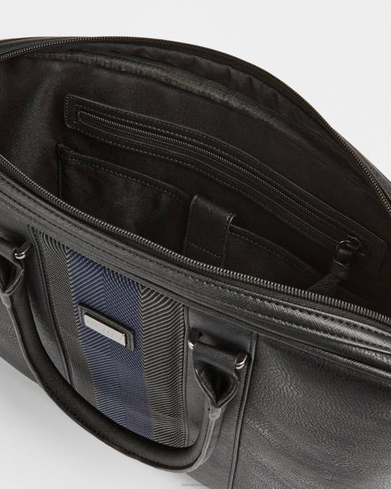 Ted Baker Hommes 60VD1788 Sacs porte-documents en cuir à rayures cherade noir