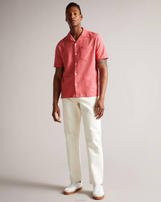 Ted Baker Hommes 60VD1698 vêtements chemise en jersey piqué à manches courtes Chatley rose