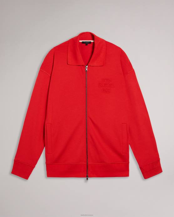 Ted Baker Hommes 60VD1627 vêtements lymn ls jersey graphique zippé rouge vif