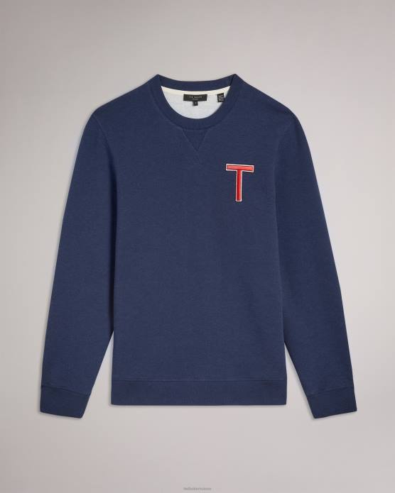 Ted Baker Hommes 60VD1661 vêtements Welloe LS Varsity T Sweat-shirt marine