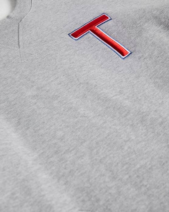 Ted Baker Hommes 60VD1678 vêtements Welloe LS Varsity T Sweat-shirt marnes grises