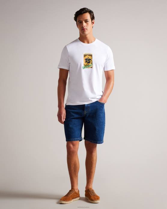 Ted Baker Hommes 60VD1697 vêtements abchrch ss t-shirt graphique fleur blanc