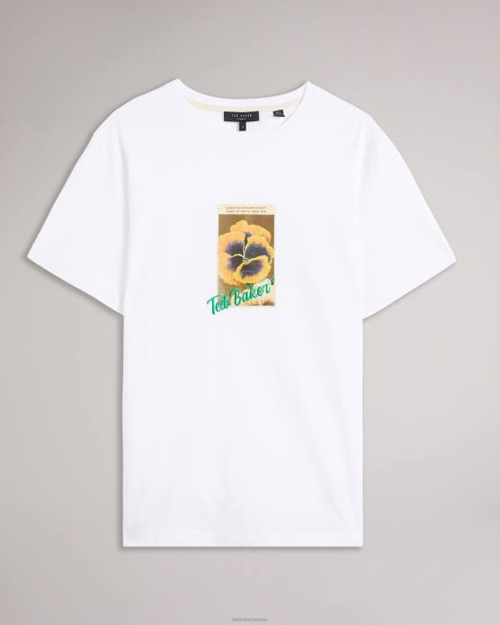 Ted Baker Hommes 60VD1697 vêtements abchrch ss t-shirt graphique fleur blanc
