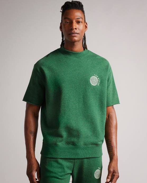 Ted Baker Hommes 60VD1722 vêtements Chandail coupe décontractée à manches courtes Shandon vert foncé