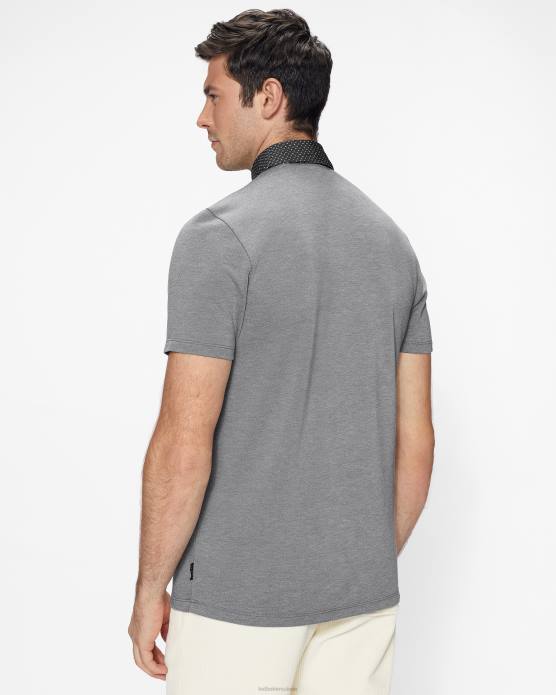 Ted Baker Hommes 60VD1628 vêtements polo à col tissé frend ss noir
