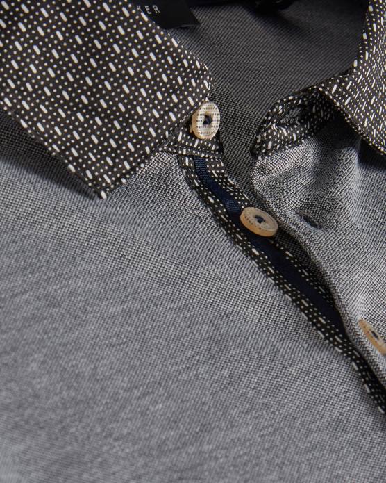 Ted Baker Hommes 60VD1628 vêtements polo à col tissé frend ss noir