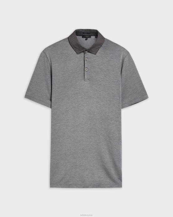 Ted Baker Hommes 60VD1628 vêtements polo à col tissé frend ss noir