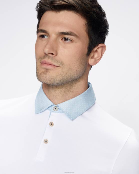 Ted Baker Hommes 60VD1643 vêtements polo à col tissé frend ss blanc