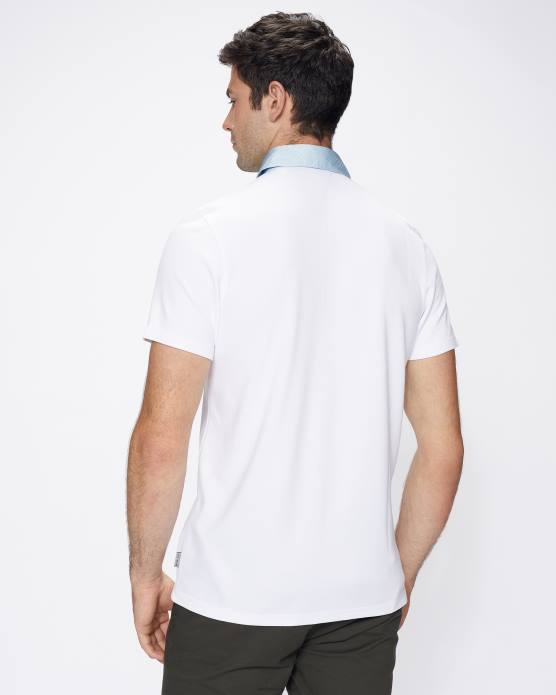 Ted Baker Hommes 60VD1643 vêtements polo à col tissé frend ss blanc