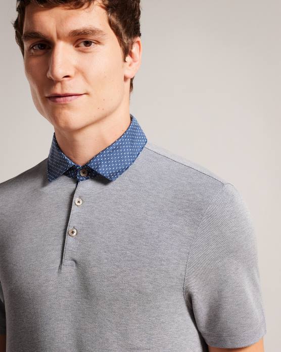 Ted Baker Hommes 60VD1657 vêtements polo à col tissé frend ss marine
