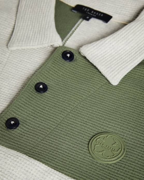 Ted Baker Hommes 60VD1671 vêtements Polo à empiècements en maille gaufrée Wickam marnes grises