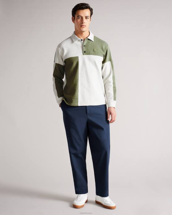 Ted Baker Hommes 60VD1671 vêtements Polo à empiècements en maille gaufrée Wickam marnes grises
