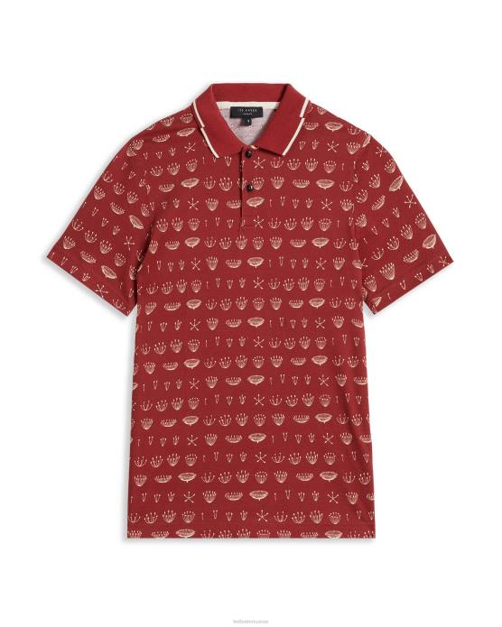 Ted Baker Hommes 60VD1682 vêtements polo imprimé colves Orange sombre