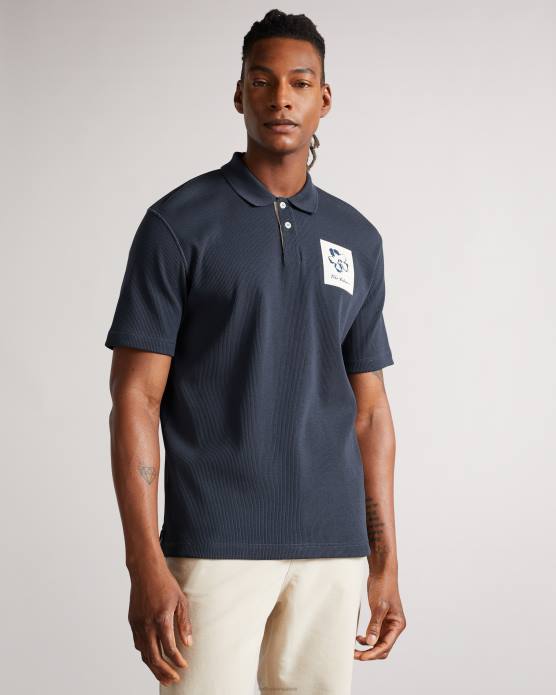 Ted Baker Hommes 60VD1693 vêtements polo côtelé à manches courtes marden marine