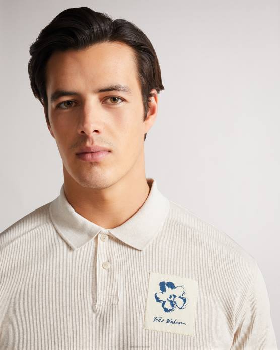 Ted Baker Hommes 60VD1719 vêtements polo côtelé à manches courtes marden naturel