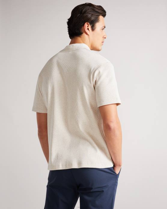 Ted Baker Hommes 60VD1719 vêtements polo côtelé à manches courtes marden naturel