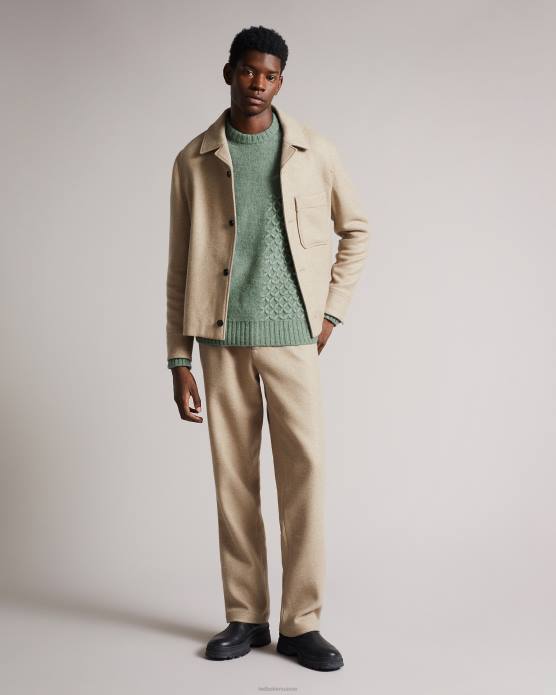 Ted Baker Hommes 60VD1626 vêtements col ras du cou à mailles mélangées Brokhol LS vert pâle