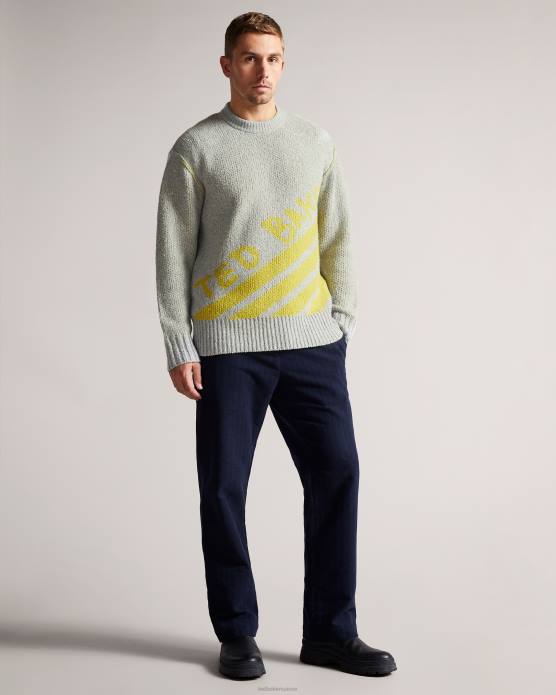 Ted Baker Hommes 60VD1683 vêtements pull ras du cou griffé Windmer LS marnes grises