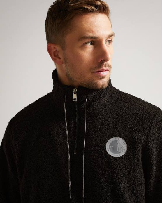 Ted Baker Hommes 60VD1690 vêtements pull à demi-zip en jersey texturé Redmond noir