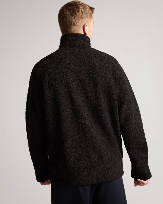 Ted Baker Hommes 60VD1690 vêtements pull à demi-zip en jersey texturé Redmond noir