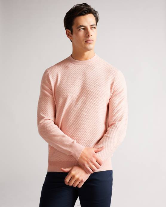 Ted Baker Hommes 60VD1717 vêtements knares ls - pull texturé à col rond rose