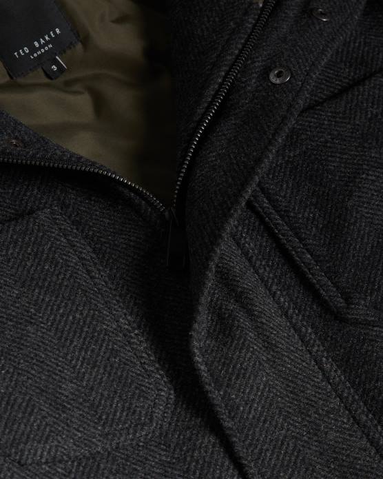 Ted Baker Hommes 60VD1662 vêtements traks manteau à col cheminée avec poches gris