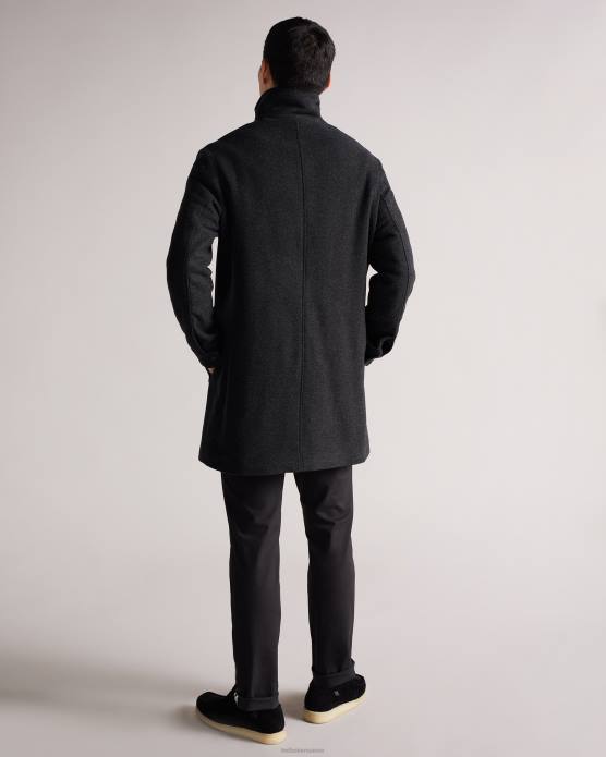 Ted Baker Hommes 60VD1662 vêtements traks manteau à col cheminée avec poches gris