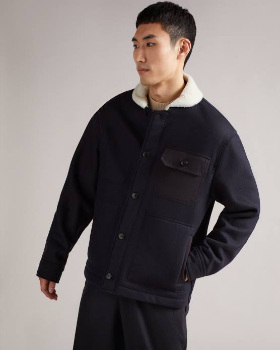 Ted Baker Hommes 60VD1667 vêtements veste en laine contrecollée jansky marine