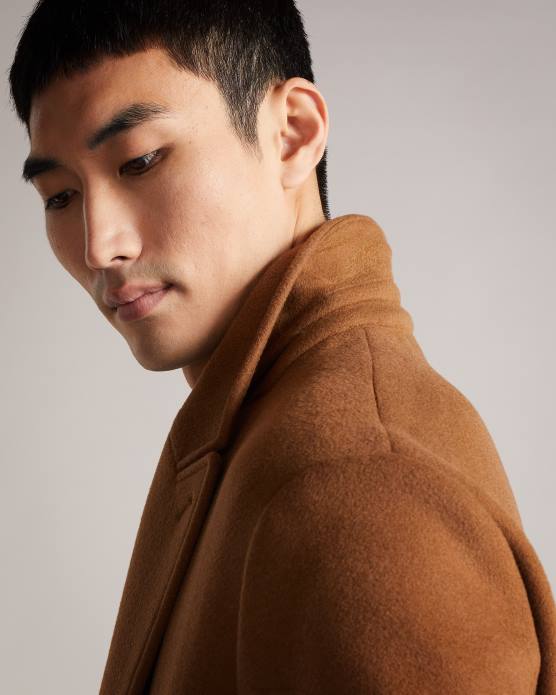 Ted Baker Hommes 60VD1672 vêtements manteau à revers pointu Blubird brun clair