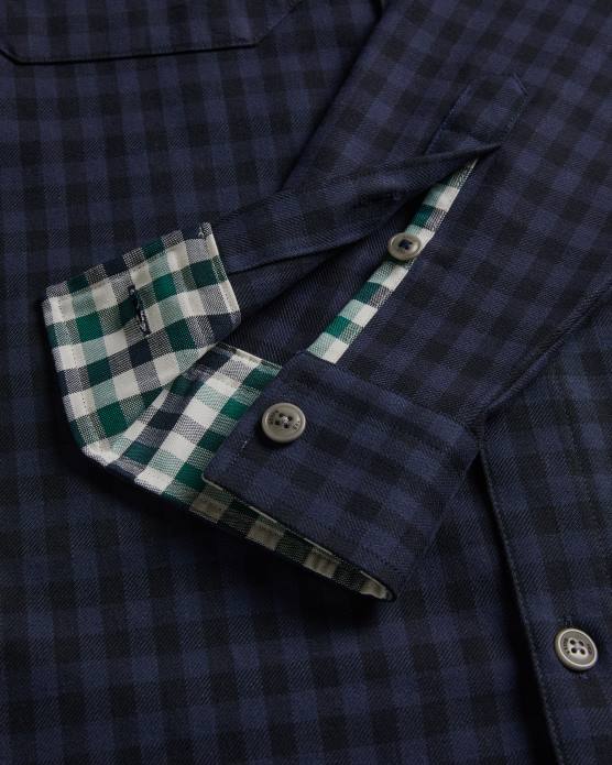 Ted Baker Hommes 60VD1268 vêtements morne surchemise à carreaux maison à manches longues marine