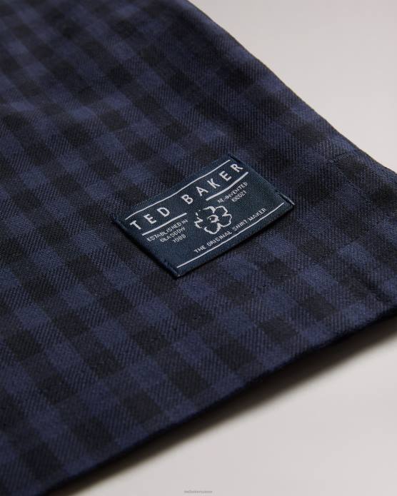 Ted Baker Hommes 60VD1268 vêtements morne surchemise à carreaux maison à manches longues marine