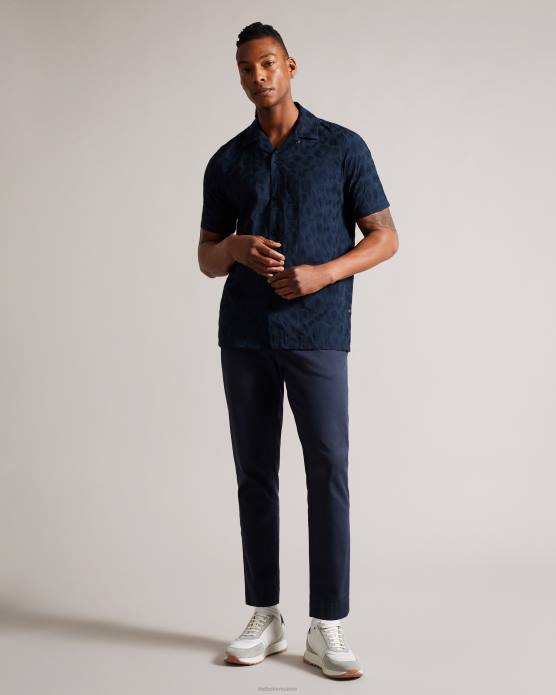 Ted Baker Hommes 60VD1302 vêtements allbury - chemise à manches courtes avec broderie circulaire marine