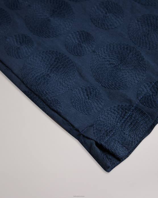 Ted Baker Hommes 60VD1302 vêtements allbury - chemise à manches courtes avec broderie circulaire marine