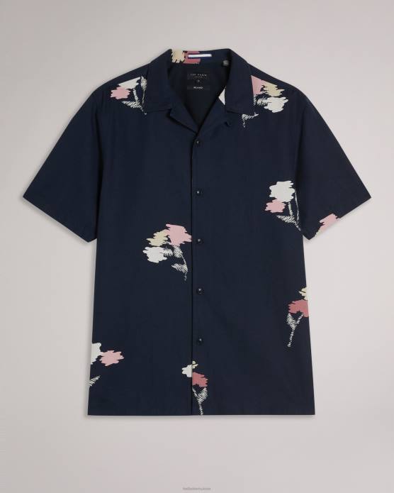 Ted Baker Hommes 60VD1318 vêtements neele chemise imprimée à fleurs à manches courtes marine