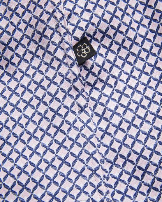 Ted Baker Hommes 60VD1319 vêtements strisho chemise à imprimé géométrique à manches courtes rose pâle