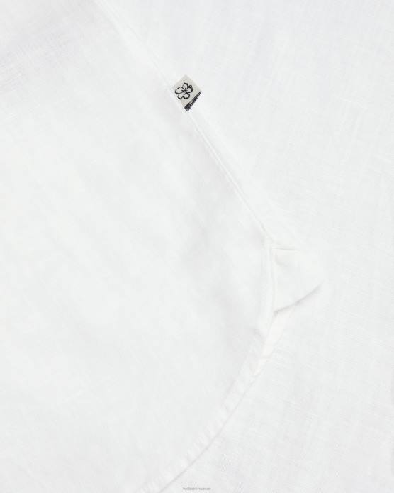 Ted Baker Hommes 60VD1335 vêtements chemise en lin mélangé à manches longues kingwel blanc